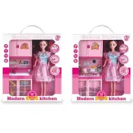 Cucina rosa con bambola, con luce e suono in due varianti