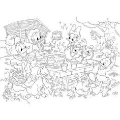 Disney La famiglia di Paperino 2 in 1 maxi puzzle da 35 pezzi e album da colorare 70x50cm - Lisciani immagine 2