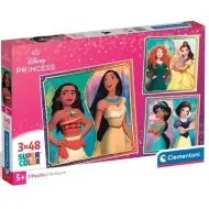 Disney+Principesse Supercolor puzzle 3x48 pezzi - Clementoni