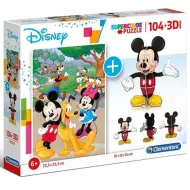 Disney: Puzzle da 104 pezzi con Topolino + modello 3D di Topolino - Clementoni