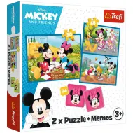 Disney: Set di puzzle e carte memoria di Mickey e Minnie 2 in 1 - Trefl