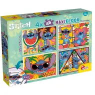 Disney Stitch 2 in 1 maxi puzzle 4x48 pezzi e album da colorare 35x25cm - Lisciani