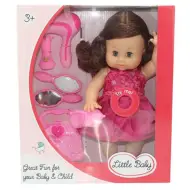 Dorina bambola con capelli castani di 36 cm che fa pipì, con set da parrucchiere, accessori e effetti sonori.