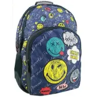 Emoji: Zaino scolastico con motivo smiley, 33x16x45cm