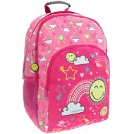 Emoji: Zaino scolastico rosa con motivo smiley, 33x16x45cm