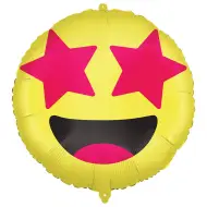 Emoji palloncino in foil - Faccia sorridente con occhi a stella 46cm