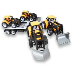 Engineering Truck: set di 2 trattori con rimorchio e macchina operatrice 46cm immagine 6