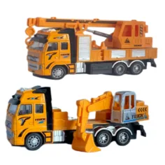 Escavatore o autogru da cantiere telecomandato RC con luci in due varianti, frequenza 27MHz, scala 1/36, 20 cm immagine 2