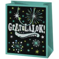 Esclusivo Congratulazioni! borsa regalo con motivo 18x23x10cm