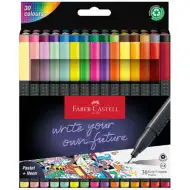 Faber-Castell: Set di 30 penne fineliner Grip colorate, punta 0,4 mm