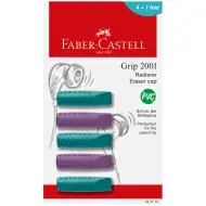 Faber-Castell: Set di 5 gomme da cancellare con cappuccio GRIP nei colori viola e blu