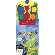 Faber-Castell: Set di acquerelli Connector da 12 pezzi con palette assemblabili, con motivo di dinosauro