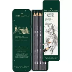 Faber-Castell: Set di matite acquarellabili in grafite in scatola di metallo, 5 pezzi immagine 2
