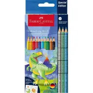 Faber-Castell: Set di matite colorate Grip con dinosauri, confezione da 10+3 pezzi