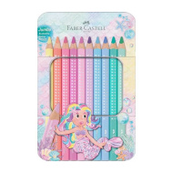 Faber-Castell: Sparkle Jumbo set da 10 matite colorate pastello triangolari in scatola metallica