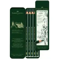 Faber-Castell: set di 5 matite jumbo in grafite 9000 in scatola di metallo