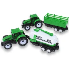 Farm Truck: Set trattore verde a due pezzi con rimorchio immagine 2