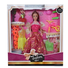 Fashion Girl: Set bambola e bambino con bicicletta e accessori 28 cm immagine 5