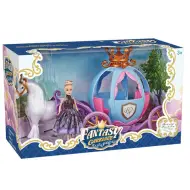 Favola fantasy con carrozza, cavallo e bambola