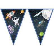 Festone con bandierine a tema avventura spaziale 230 cm