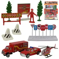 Fire Crew: Set di piccoli camion dei pompieri con accessori