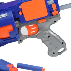 Flames Storm: Gigante pistola spara-spugne elettrica con luci, tamburo rotante e proiettili 73cm immagine 4
