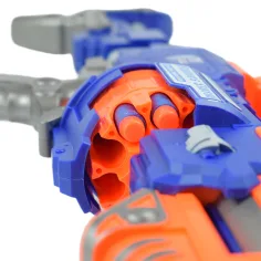 Flames Storm: Gigante pistola spara-spugne elettrica con luci, tamburo rotante e proiettili 73cm immagine 7