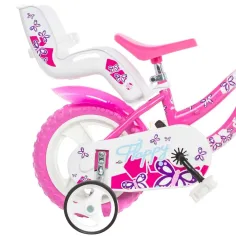 Flappy bicicletta per bambini da 12” con cestino e seggiolino per bambole, colore rosa-bianco - Dino Bikes immagine 2