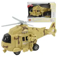 Forze Armate: Elicottero da combattimento color sabbia con mimetica, effetti di luce e suono, scala 1/20, 21 cm