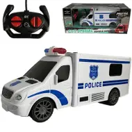 Furgone della polizia telecomandato RC con effetti di luce e suono, scala 1:18, 20 cm