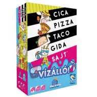 Gatto impermeabile, pizza, taco, capretto, gioco da tavolo al formaggio