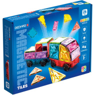 Geomag: Magnetic Tiles Gems Veicoli — set da 24 pezzi di mattoncini magnetici