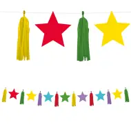 Ghirlanda di stelle colorate con nappe