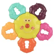Giocattolo colorato e allegro 2 in 1: massaggiagengive e sonaglio per bebè