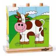 Gioco di costruzione con cubi di legno a tema animale