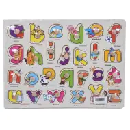 Gioco di incastro con lettere minuscole colorate in legno
