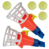 Gioco di lancio e cattura con mini coni a coppie con fischietto e 4 palline in diverse varianti.