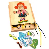 Gioco di legno con bambola da vestire
