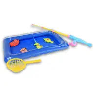 Gioco di pesca con piscina gonfiabile e canna da pesca telescopica