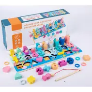 Gioco educativo in legno 6 in 1 con numeri e forme colorate