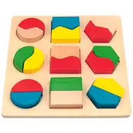 Gioco puzzle in legno con forme, 18 pezzi