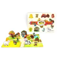 Gli animali della fattoria puzzle a forma di albero a due lati