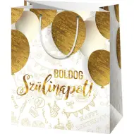 Grande borsa regalo con palloncini e scritta "Buon Compleanno" 26x14x33cm