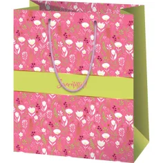 Grande borsa regalo rosa con la scritta "Con amore" 26x13x33 cm