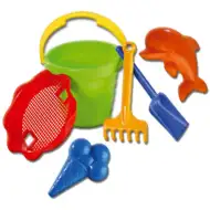 Grande set da spiaggia con secchiello ondulato 6 pezzi - D-Toys