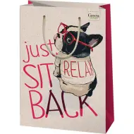 Green Grass Relax! borsa regalo premium di grandi dimensioni con cagnolino 26x14x33cm