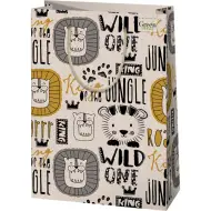 Green Grass borsa regalo premium grande con motivo leone 26x14x33cm