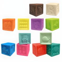 Happy World: set di 12 blocchi da costruzione morbidi per lo sviluppo del tatto immagine 2