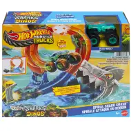 Hot Wheels Monster Trucks: Spiral Shark Smash pista gioco con veicolo Mega-Wrex – Mattel
