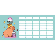 ICO: Lizzysuli Lollipop con fantasia capybara, orario scolastico monofoglio fronte-retro
